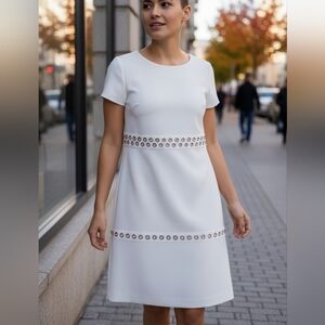 Massey White Studded Shortsleeve  Dress  Sz XL